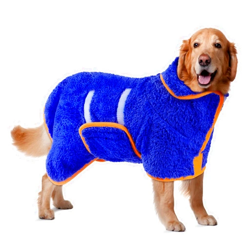 Bienbee Dog Bathrobe, Quick Drying Dog Robe Super Absorbent Dog Towels for Drying Dogs, Warm Keeping Dog Robes for After Bath Dogs Bath Supplies Dark Blue XL
