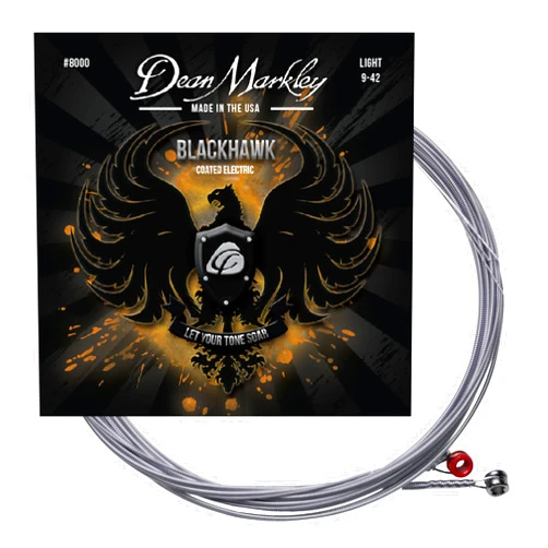 Dean Markley Blackhawk Coated Electric Guitar Strings 6 String Set, Light 9-42 Alloy Steel Guitar Strings Electric, Thin Coated Electric Guitar String, Soaring Tone That Cuts Every Time, Made in the USA