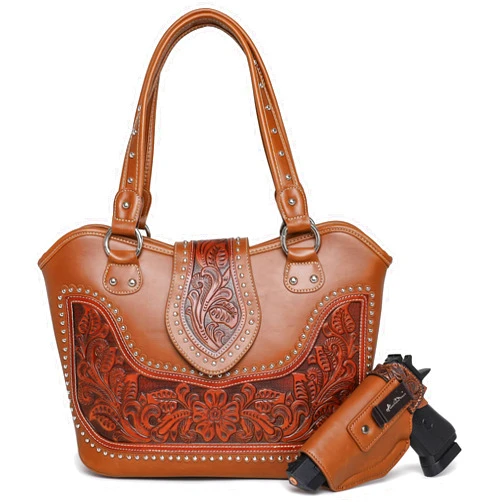 Montana West Western Tote Bags for Women Tooled Shoulder Ladies Top Handle Handbag