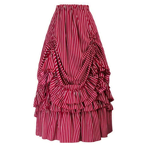 Belle Poque Women's Vintage Stripes Gothic Victorian Skirt Renaissance Style Falda