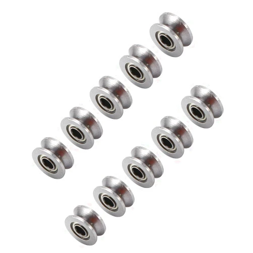 JTLB 10pcs U624ZZ U Groove Ball Bearing Guide Pulley for Rail Track Linear Motion System 4 * 13 * 7mm