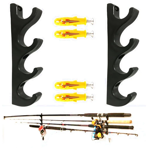 Pmsanzay Horizontal Rod Rack for Fishing Rod Wall Rack Storage Fishing Rod Holder - Hold 4 Fishing Rods - Space Saving - Easy to Install - Hardware Included - No Fishing Rod