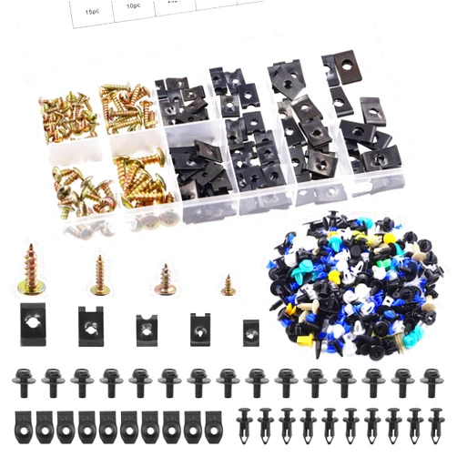 Rustark 705Pcs Auto Body Bolts & Clips and U Nut Clip Screw and Mixed Auto Retainer Clips Assortment Kit Engine Splash Shield Bolts Hardware Mixed Auto Fender Trim Panel Fasteners for Universal Car