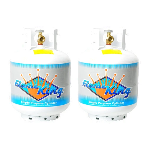 Flame King 20-Pound Ready-to-Fill Empty LP Propane Gas Cylinder Tank with Overflow Protection Device Valve for Grills and BBQs, (2 Pack)