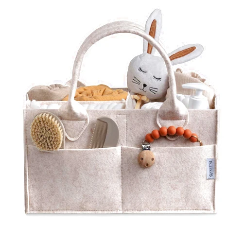 PUTSKA Baby Diaper Caddy Organizer - Nursery Storage Basket for Diaper Station, Baby Basket Shower Gift List and Registry Must-Have, Newborn Essentials, Nursery Decor for Boy or Girl - Mocha, Large