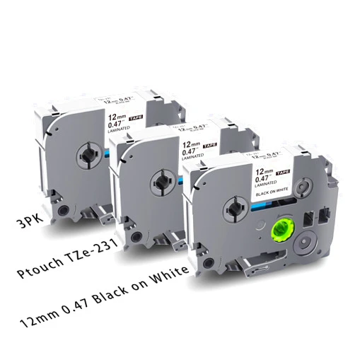 BOYEEZON Compatible for Brother P Touch TZe-231 Label Tape 12mm 0.47 White