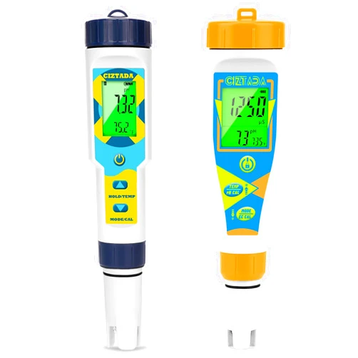 CIZTADA 7 in 1 Pool Water Tester and 4 in 1 pH EC TDS Meter for Water Hydroponics Digital Free Chlorine Meter and pH Salinity ORP TDS EC Tester for Pool Hydroponic Aquarium
