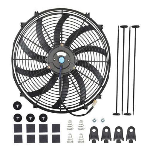 Higehio 16 Inch Universal Slim Fan Push Pull Electric Radiator 12V 120W 1000 CFM Electric Auto Engine Radiator Cooling Fan Mount Kit Black