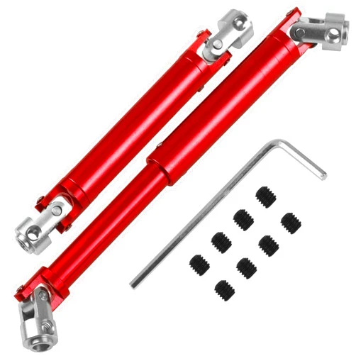Share Goo 1Pair ShareGoo Aluminium Alloy RC Car Drive Shaft 103-148mm Universal Joint CVD DriveShaft Compatible with Axial SCX10 Tamiya CC01 D90 RC4WD TF2 HSP Redcat 1/10 RC Crawler (Red)