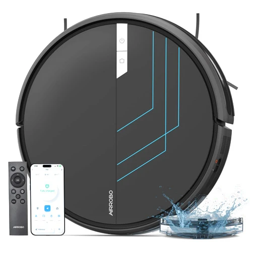 AIRROBO Robot Vacuum and Mop, 3000Pa Strong Suction Power Vacuum Mop Robot, Wi-Fi/App/Alexa, Self-Charging Robotic Vacuum for Hard Floor, Pet Hair and Low-Piled Carpet, Slim Design, Quiet，P30