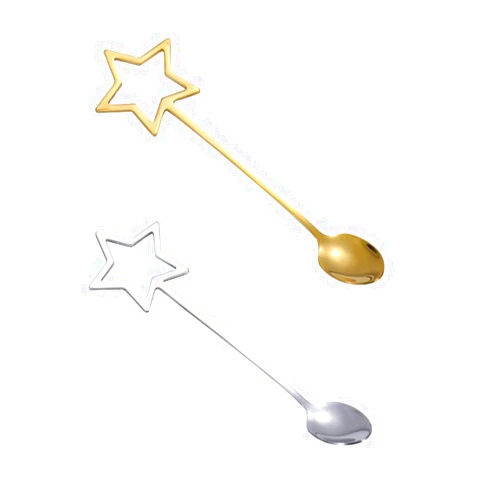 Hemoton 2pcs Star Shaped Spoons Stainless Steel Stirring Spoons Teaspoons Dessert Spoons Coffee Spoons Scoops for Cake Ice Cream Coffee Tea Salt