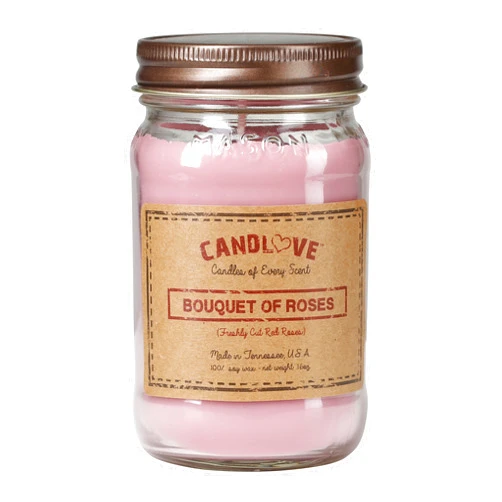 CANDLOVE Scented 16oz Mason Jar Candle 100% Soy Made in The USA (Bouquet of Roses)