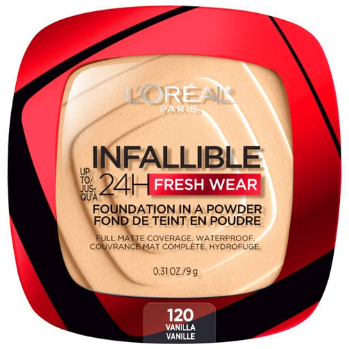 L'Oreal Paris Makeup Infallible Fresh Wear Foundation in a Powder, Up to 24H Wear, Waterproof, Vanilla, 0.31 oz.