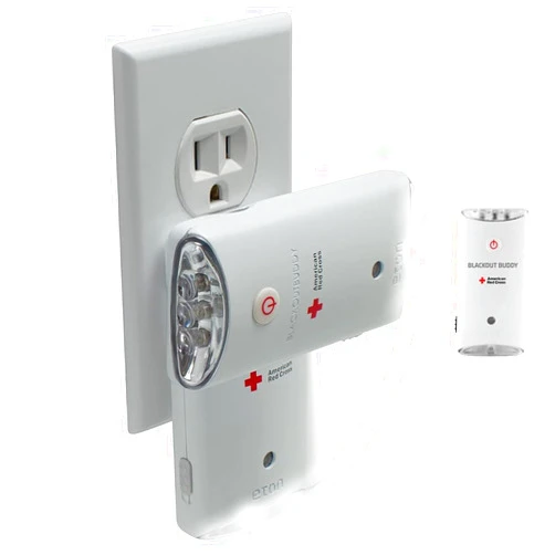Eton Officially Licensed American Red Cross by Eton Blackout Buddy Swivel Emergency Flashlight, Automatic Power Failure Light, LED Nightlight, Rechargeable, White