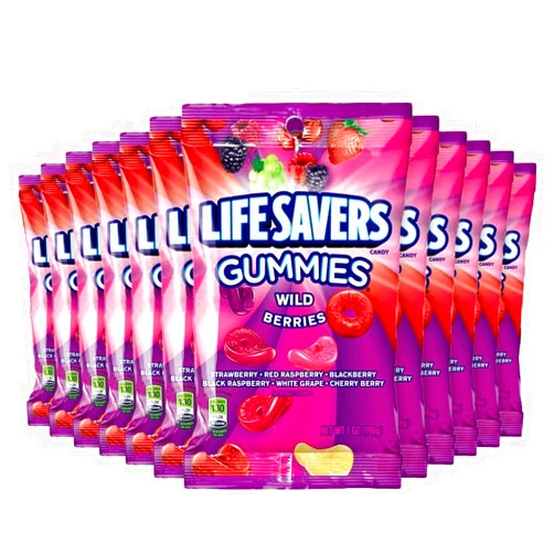 GEEGVV LIFE SAVERS 12 snack packs 7 oz GLUTEN FREE Wild Berry gummies. Bulk candy snacks variety pack for adults & kids! Jelly fruit snacks gummy candy bulk box! Snack bags for kids snacks. Snacks for adults.