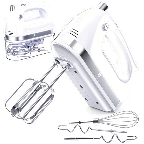 LILPARTNER Hand Mixer Electric, 400W Food Mixer 5 Speed Handheld Mixer, 5 Stainless Steel Accessories, Storage Box, Kitchen Mixer with Cord for Cream, Cookies, Dishwasher Safe