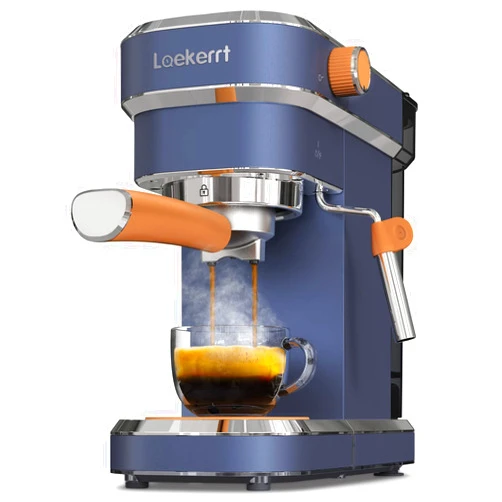 Laekerrt 20 Bar Espresso Maker CMEP01 with Milk Frother Steamer, Home Expresso Coffee Machine for Cappuccino and Latte (Navy Blue, Stainless Steel) Gift for Coffee Lovers, Father