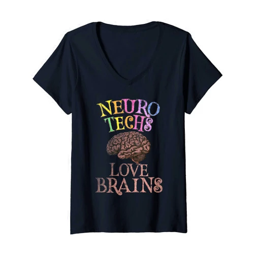 Fab Boo Lous Techie Squad Womens Retro NEUROTECHS LOVE BRAINS This is My Scary Techie Costume V-Neck T-Shirt
