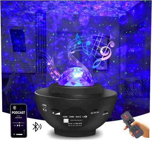 Anyyuk Star Projector Galaxy Projector Night Light for Bedroom Sky with Music Speaker and Remote Control LED Nebula Cloud & Moving Ocean Wave for Bedroom Game Rooms Home Theatre Christmas Gift