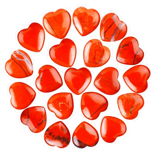 UFEEL 10pcs Natural Crystal Red Jasper Heart Shaped Healing Red Jasper Healing Stones Polished Rocks Cute Mini Palm Chakra Gemstones Reiki Energy Balancing Stone for Meditation Birthday Gift 0.8 inch(20mm)