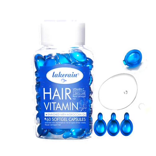 BSMKCL Hair Vitamin Serum Capsules for Frizzy and Damaged Hair, Hydrating Hair Treatment Serum Oil with Vitamins and Lemon Essence, No Rinse Anti Frizz Hair Repair Treatment Hair Oil - 60 Capsules