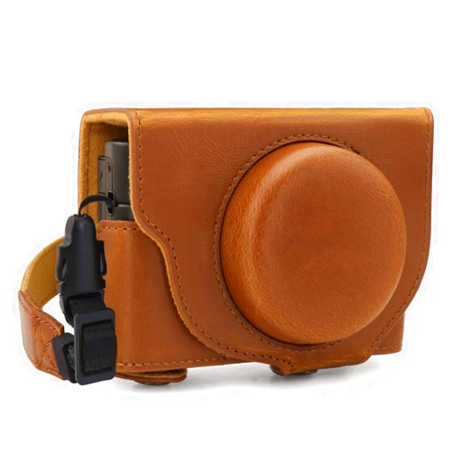 MegaGear MG1732 Ever Ready Leather Camera Case Compatible with Sony Cyber-Shot DSC-RX100 VII - Light Brown