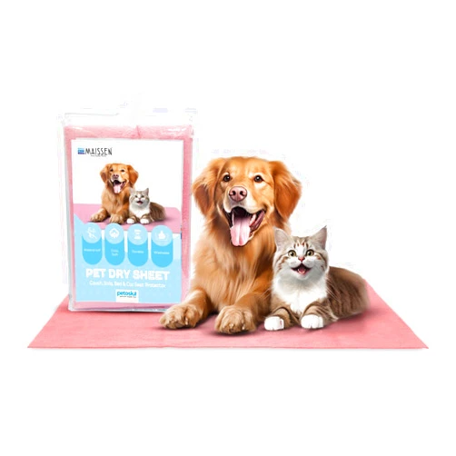 MAISSEN Waterproof Reusable Washable Pee Pads & Hygenic Pet Dry Sheet - Couch/Sofa/Bed/Mattress, Puppy Crate Training & Car Seats Protector for Dogs, Cats & All Pets – Coral, Small (70 cm x 50 cm)