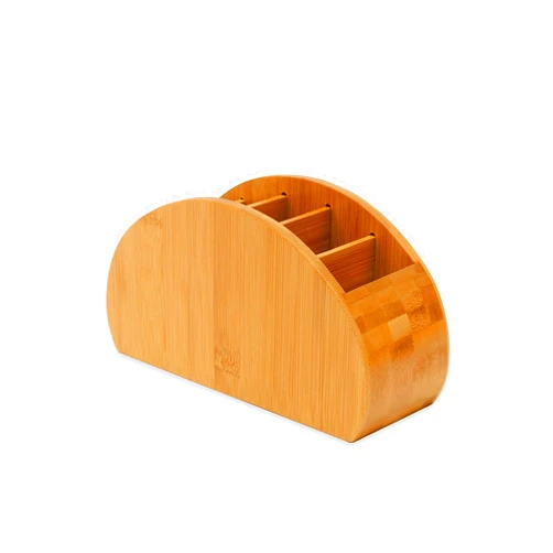 OSCO Bamboo Remote Organiser | 5 Compartments | Office Tidy | TV Control Storage | Pen Holder | Makeup sorter | Cosmetics Display | H11.9 x W22.3 x D8.2 cm |