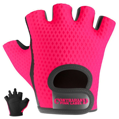 Contraband Pink Label 5307 Womens Designer Workout Gloves | Low Sweat Diamond Mesh Fabric w/Grip-Lock™ Silicone Palm