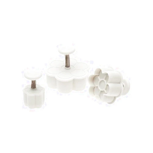 Ateco Daisy Plunger Cutters, Set of 3 Sizes, for Cutting Decorations & Direct Embossing, Spring-loaded Handle, Food Safe Plastic