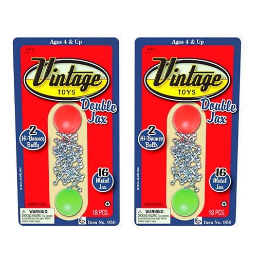 JA-RU, Vintage Metal Jacks Game Set Retro Toys (2 Packs) Mini Jax Game with Two Bouncy Ball| Classic Family Games | for Kids and Adults | Great Party Favors or Pinata Filler Toy in Bulk. 950-2s