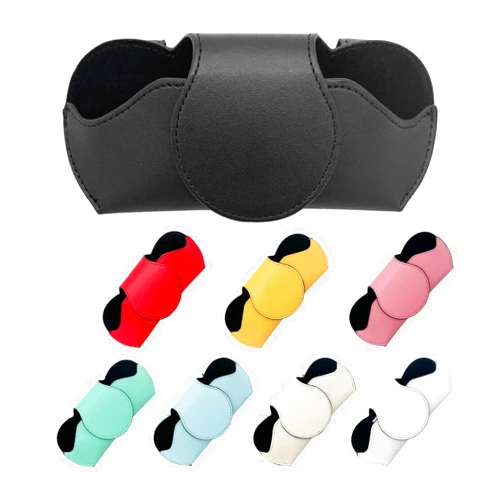 Ohleats Sunglasses Holder for Car Visor, Magnetic Leather Automotive Glasses Case, Vehicle Sun Visor Eyeglasses Holder Protective Storage Box, Universal Interior Car Accessories (Black)