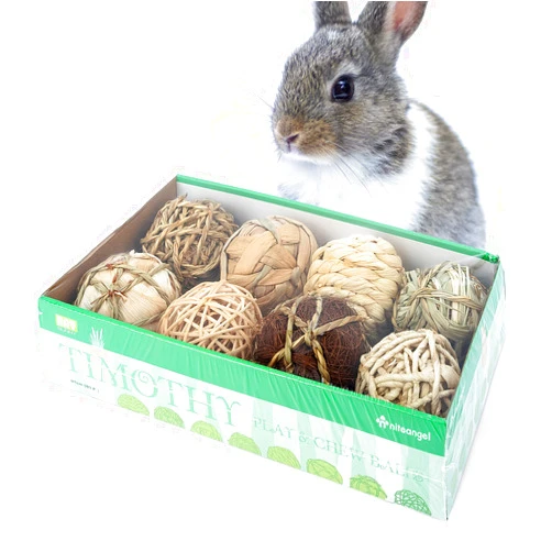 Niteangel Natural Chew Activity Toys Fun Safe Hay Grass Pet Balls for Chinchilla Guinea Pig Rats Rabbits Hamster Gerbil Degu Bunny and Other Small Animals