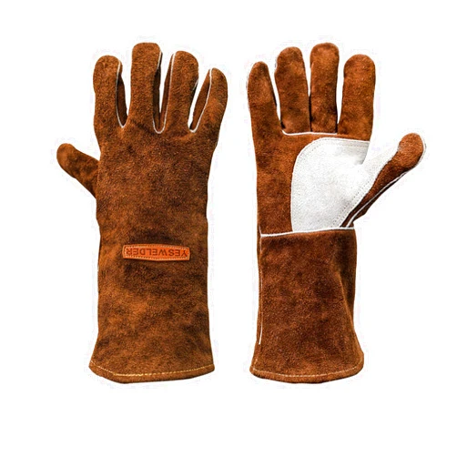 YESWELDER 14-Inch Welding Gloves - Cow Leather, Heat/Fire Resistant for Forge/Mig/Stick Welding, Oven/Grill/Fireplace Mitts with Soft Lining - Ideal for Furnace/Stove/Pot/Wood Burner/BBQ