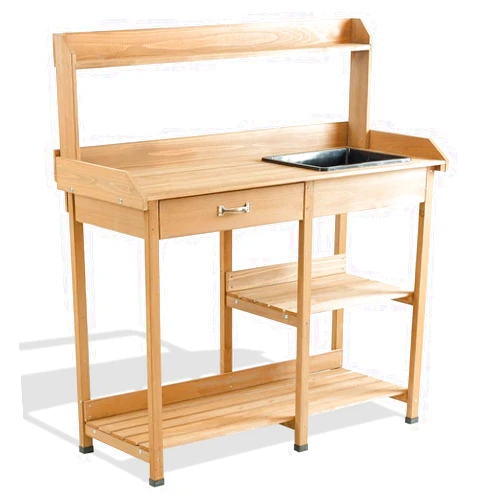 Oldzon Wood Potting Bench Table Plant Stand Work Station Garden Lawn Patio with Ebook