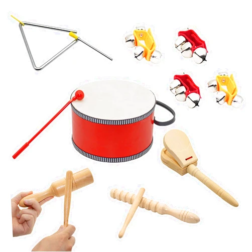 Exasinine 9 Pcs Hand Percussion Instrument Set Percussion Kit for Classroom, Party