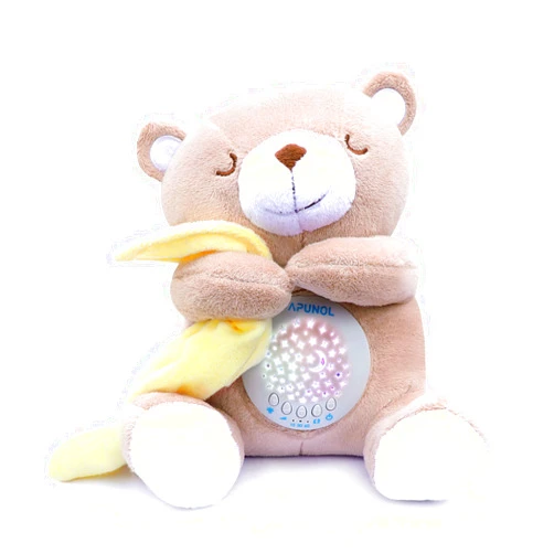 Apunol Baby Sleep Soother, White Noise Sound Machine Projector Night Light, Portable Stuffed Teddy Baby Gifts Bear Toy with 18 Soothing Sounds, Auto-Off Timer, Cry Sensor for Kids
