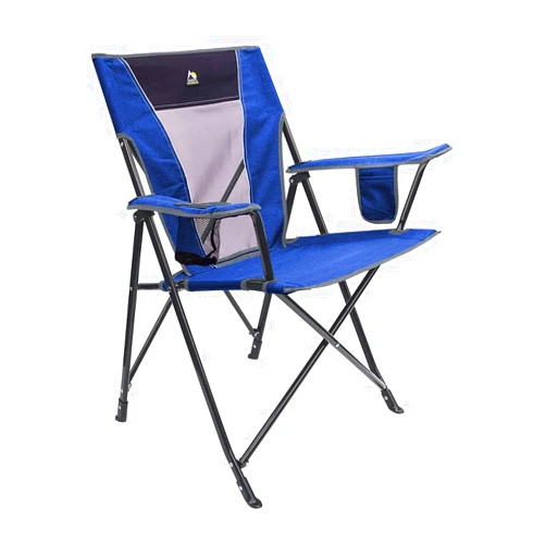 GCI OUTDOOR Comfort Pro Camping Chair | Collapsible Folding Chair with Durable Armrests, Drink Holder & Portable Carry Bag — Heathered Royal