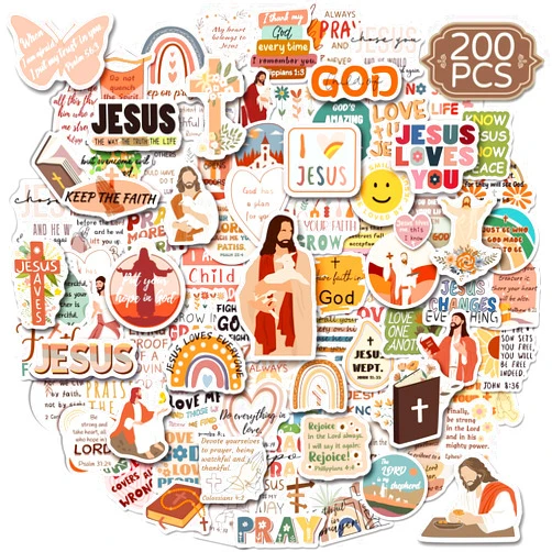 Zheyistep 200PCS Jesus Christian Stickers, Inspirational Bible Verse Stickers for Water Bottles Boho Religious Faith Stickers for Journaling Scrapbook Laptop, Christian Gifts Bulk
