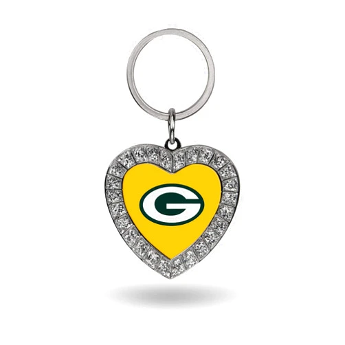 Rico Industries NFL Football Rhinestone Heart Keychain - Great Accessory