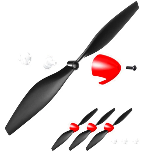Riakrum Spare RC Plane Propellers Airplane Carbon Fiber Nose Cone Compatible with Tr-p51 Rc Plane 4 Channel Remote Control Airplane with Propeller Savers and Adapter (3 Sets)