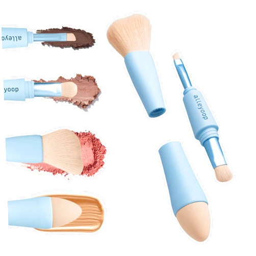 Alleyoop Multi-Tasker 4-in-1 Makeup Brush - All-in-One Multi-Tasking Blending Sponge, Eyeshadow, Eyebrow & Liner, Blush & Bronzer Brush - On-the-Go Makeup Applicator Tool - Vegan & Travel-Friendly