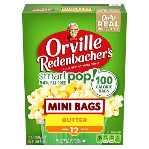 Orville Redenbacher's Microwave Popcorn SmartPop! Mini Bags, Butter Flavor, 1.16 oz., 12-Count (6 Boxes)
