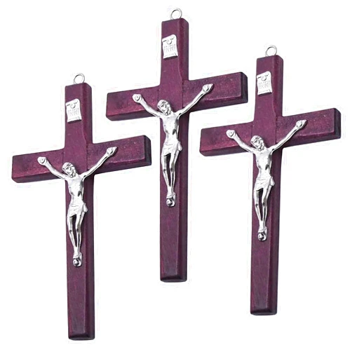 CHENGXIN Catholic Crucifix Wall Cross 3 Pack, Small Wooden Cross with Jesus for Home Decor, 4.7 inches