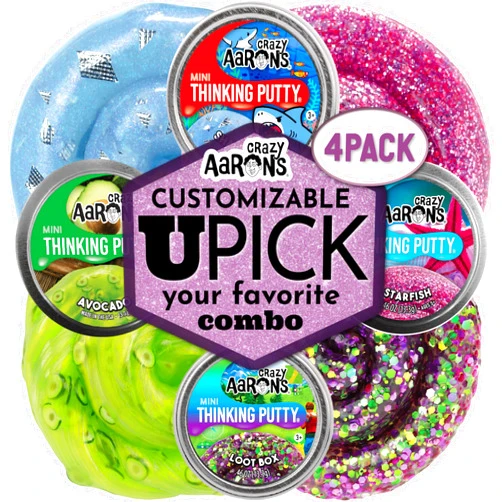 JBETS U Pick 4 Pack, Crazy Aarons Putty, Custom Pick 4 Pack, Mini Putty Gift Basket Bundle (.46oz Each)