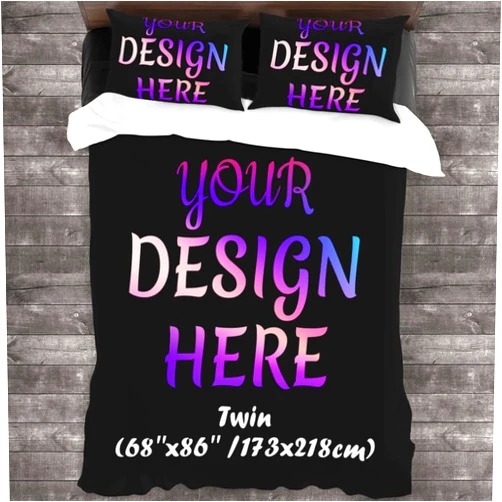 Generic Comforter Set Customized Bedding Set with Picture Text Logo Customized Gifts Comforter Set with 2 Pillowcases Twin (68''x86''/173x218cm), Black