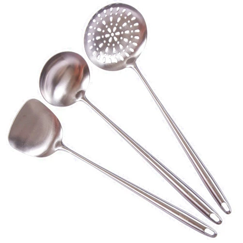Standcn 17inch Wok Spatula and Ladle, Skimmer Spoon - 304 Stainless Steel Wok Tools Set - 3 Pieces All Metal Extra Long Handle Cooking Tools, Chinese Wok Utensils and Wok Accessories
