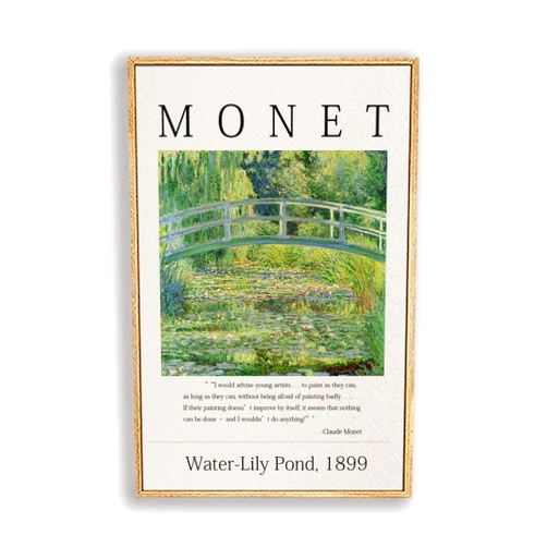 Zzuyi Framed Canvas Print Wall Art Claude Monet The Water Lily Pond Japanese Bridge Impressionist Art Print Claude Monet Nature Landscape Art Reproduction for Living Room, Bedroom, Office- 12