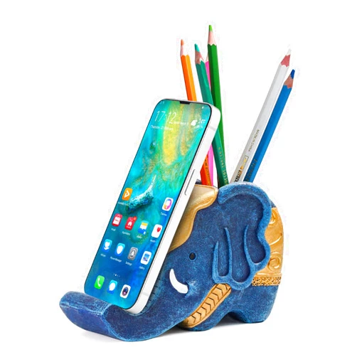 MOKANI Elephant Pencil Holder with Phone Stand, Elephant Gifts for Women Multifunctional Pen Holder Office Desk Organizer Desk Accessories Desk Decor Decorations Thanksgiving Christmas Gifts