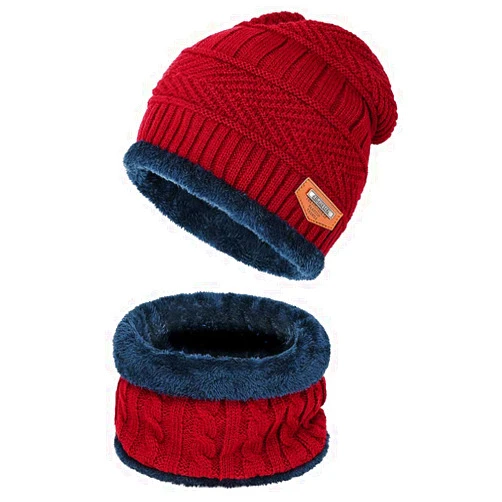 SD SHADOW DOMAIN Warm Winter Beanie Hat & Scarf Set Stylish Knit Skull Cap for Men Women